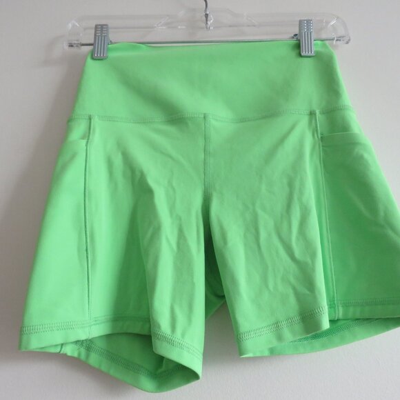 ATHLETA Salutation Stash High Rise 5" Short Neon Green Mint Athleisure Gym Sz S - Picture 7 of 12